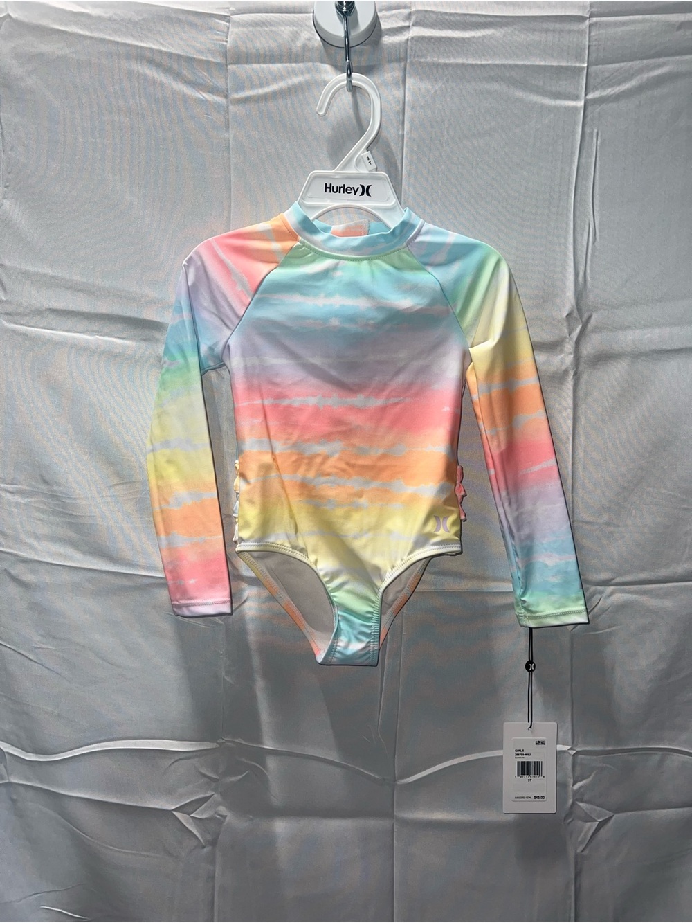 Rainbow Pastel Multi-Color Long-Sleeve One-Piece‎ Swimsuit